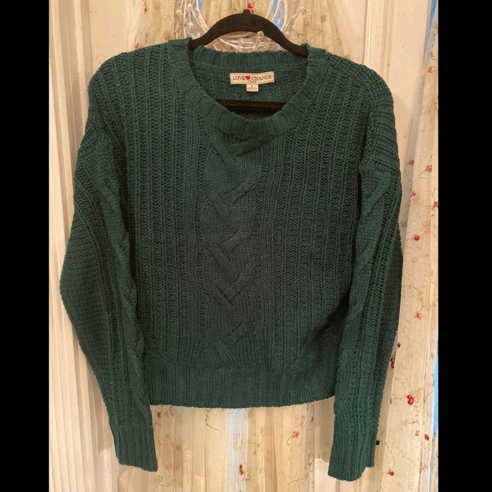 Chunky Teal Cable Knit Sweater